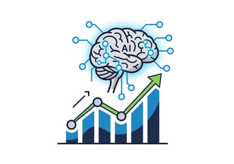 Obraz premium Brain Illustration with Graph and Chart.