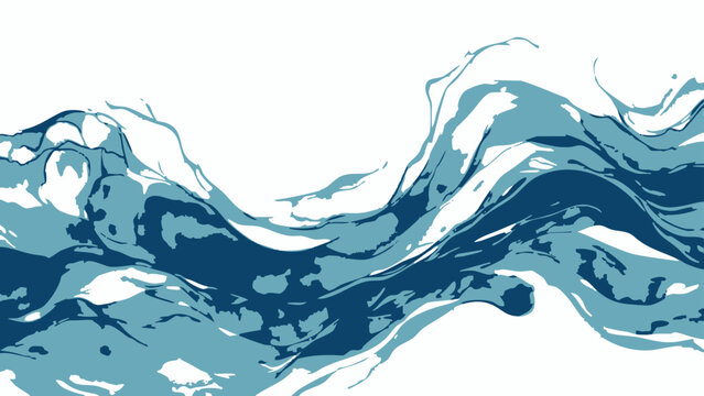 Vector abstract depiction of water, its fluid movement and dynamic character, evoking a sense of tranquility and the beauty of nature's elements.