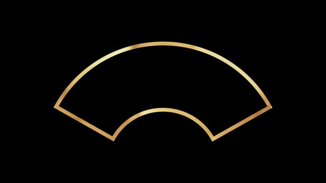 Golden fan-shaped border with circulating flowing golden light.alpha channel