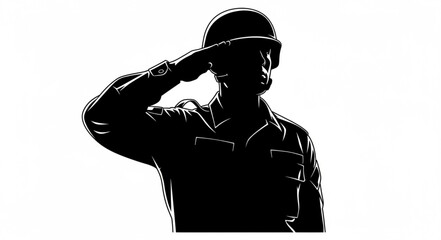 Naklejka premium Military Soldier Saluting with Respect.