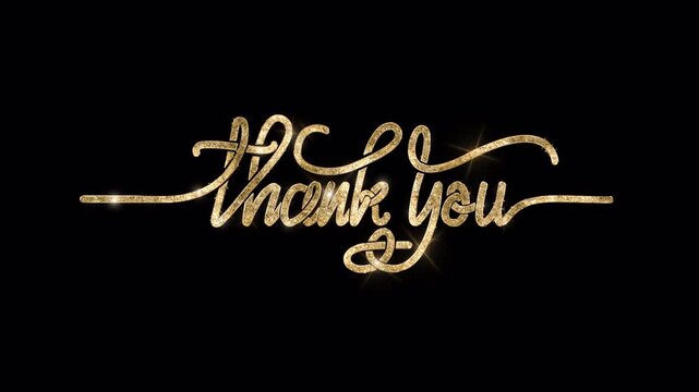 Thank You text animation in 2 clips. Handwritten animated text for video closing on alpha channel or transparent background