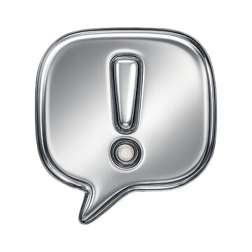 PNG Metallic exclamation speech bubble