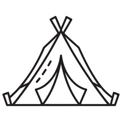 Minimalist Teepee Tent Icon Representing Outdoor Camping and Adventure Isolated on White Background for Graphic Design and Web Interface Clean Black Line Art Style with Modern Aesthetic © m