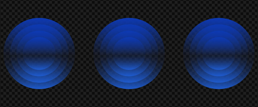 Wave light effect, radar neon waves are spreading, blue wifi wireless network, tech sound wave rings, glowing circles signal