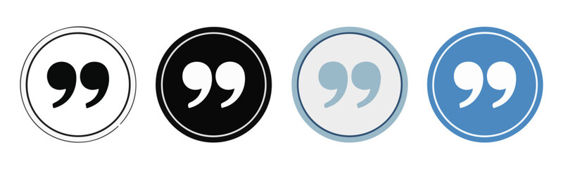 Obraz premium Set of four quote icons with different color backgrounds and outlines simple design