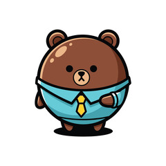 Naklejka premium Cartoon bear in business attire posing confidently.