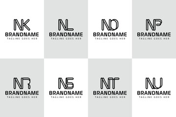 Letters NK NL NO NP NR NS NT NU Monogram Logo, for KN LN ON PN RN SN TN UN initials © Prayoga