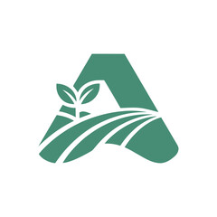 Agriculture Logo Featuring Leaf and Field Design.