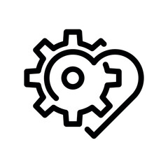 Obraz premium Heart Shape with Inner Gear Line Art Design