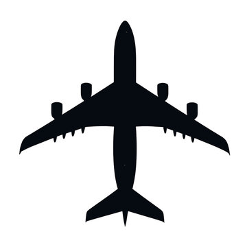 Top-down view of a large commercial jetliner with four engines