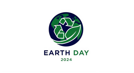 Earth day 2024 logo featuring globe with green leaf pattern