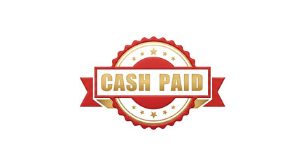 Obraz premium A red and gold cash paid stamp isolated on transparent background