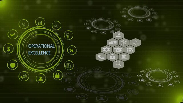 Operational excellence concept. Productivity with excellence process. Industrial management in efficiency and efficient process. Lean cost and productivity growth. 4k on transparent background.