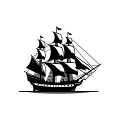 Bold Single Fill Silhouette &ndash; Historic Sailing Boat (Landing of the Patriots)
