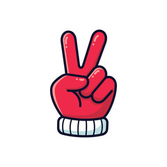 Fototapeta premium Red Cartoon Hand Peace Sign Illustration.