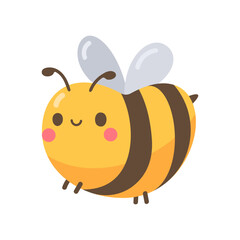 Obraz premium Cute and Cheerful Bee Cartoon Character with Wings and Rosy Cheeks Illustration