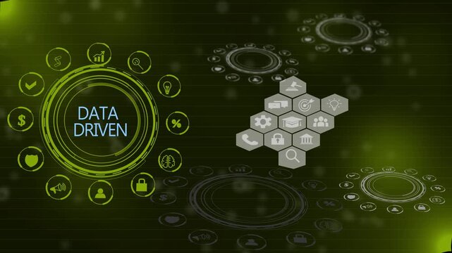 Data driven marketing concept. Collecting big data and analytics, personalized and contextual marketing. Digital marketing and technology, artificial intelligenace, 4k on transparent background.