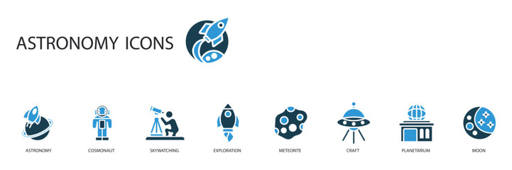 astronomy icons set outline and Flat Style,transparent background © sri
