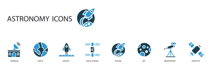 astronomy icons set outline and Flat Style,transparent background © sri