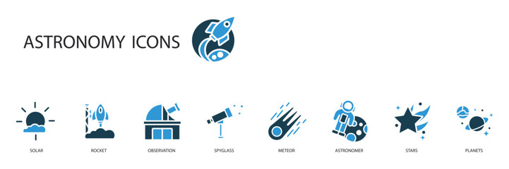 astronomy icons set outline and Flat Style,transparent background © sri