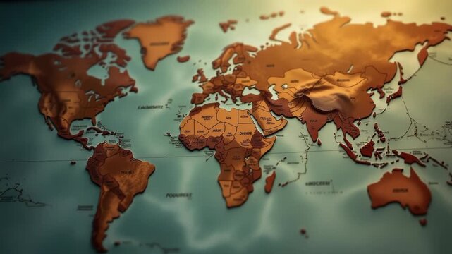 Video A detailed view of the world map, great for global perspectives or presenting geographical information