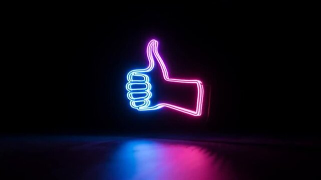 Glowing_neon_line_Hand_thumb_up_icon_isolated_Neon_Outline_Like_Icon.