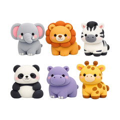 Fototapeta premium PNG Cute animal figurines collection