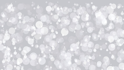 Elegant light gray bokeh background vector with sparkling white and silver circular out-of-focus lights, perfect for festive designs, wedding invitations, and abstract digital backdrops