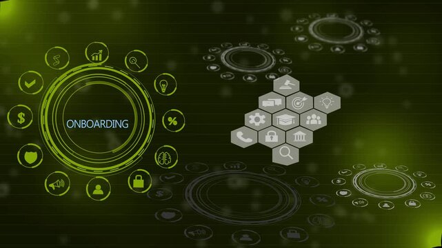 Onboarding new employee process concept. Ensuring that the new employees are able to hit the ground running with their new team. Staff induction practices and organizational socialization. 4k motion.