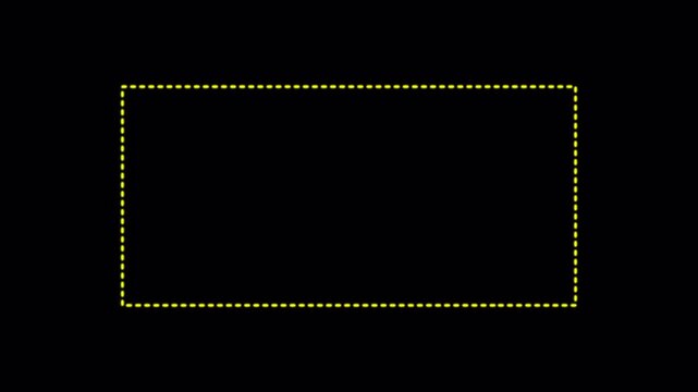 Dotted line rectangle frame animation on transparent background. Animation of a dotted line path from left to right point. border frame dotted line animation. 4k video with Alpha Channel
