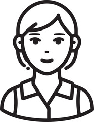 Obraz premium Hand Drawn Female Customer Service Agent Black and White Avatar Illustration in Minimal Line Art Style Design