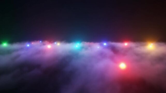 Illuminated Orbs Floating in Ethereal Mist with Vibrant Colors Creating a Magical and Dreamy Ambiance