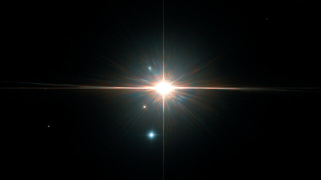 A single bright point of light against deep black space, surrounded by complex gravitational lensing effects.