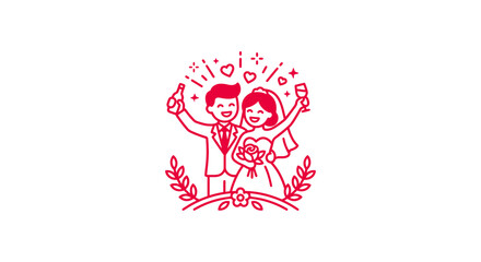 Obraz premium A happy couple celebrating their marriage with joy and love