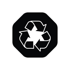 Obraz premium Recycling symbol icon on dark octagon background representing environmental conservation and sustainable practice.
