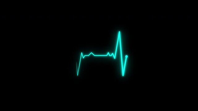 Heartbeat flatline motion on a transparent background. Suitable for medical, technology, science, or wellness designs needing a dynamic element. Cardiogram in heart heartbeat pulse animation
