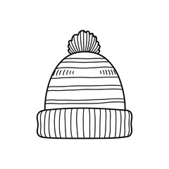 Cozy knit beanie hat with pom pom detail. © riiicil