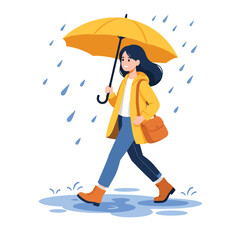 Woman walking with umbrella on a rainy day