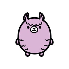 Fototapeta premium Cute purple cartoon llama character illustration.