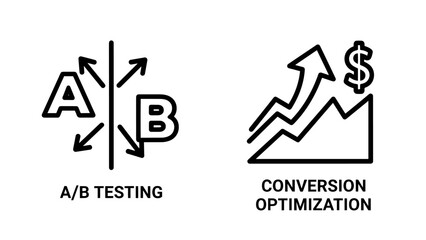 A/b testing options and conversion optimization growth chart icon set © Raisul54