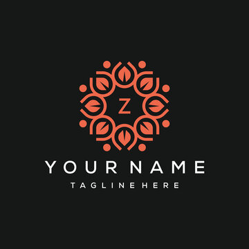 Initial letter Z leaf nature with oil drop for ornament patern logo design