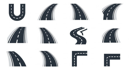 Collection of Road Vector Illustrations for Design Projects.