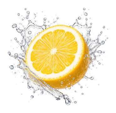 PNG Fresh lemon splash water
