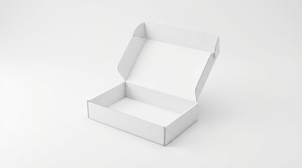 Open white cardboard packaging box mockup with blank lid