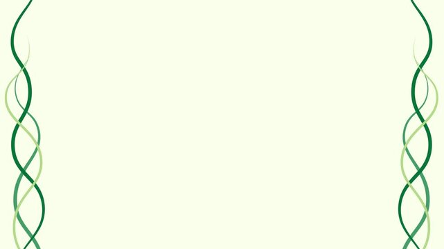 Elegant green lines animate and intertwine, forming vertical vine borders. Minimal background reveal, ideal for titles, intros, or nature-themed projects, leaving ample copy space.