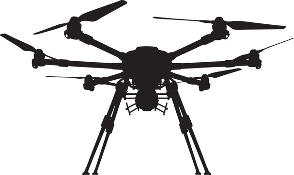 Drone silhouette with propellers and landing gear