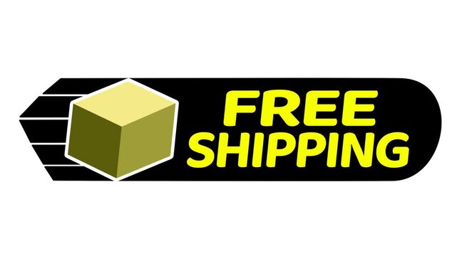 Loop animation of delivery box with free shipping for ecommerce promotion, bunner or social network, white background