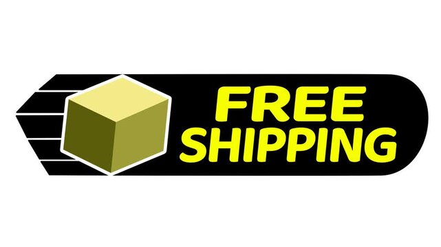 Loop animation of delivery box with free shipping for ecommerce promotion, bunner or social network, white background