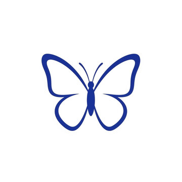 Blue Butterfly Icon Simple Design Element.