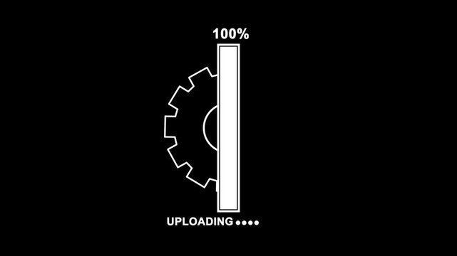  Uploading Loading bar animation with software update and settings icons. High quality 4K motion graphics with clean modern style.